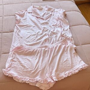 Laura Ashley Light Pink Ruffle Pajama Set Size Medium